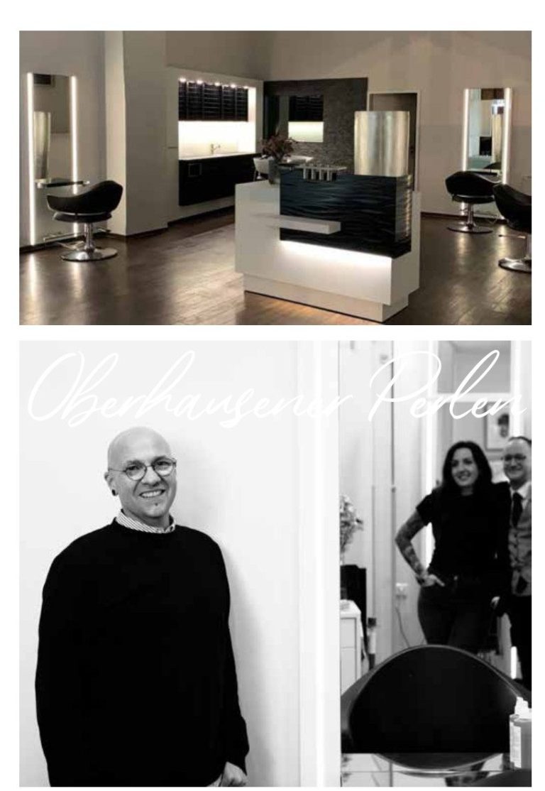 Frisursalon mit modernen Stühlen und einem stylistischen Empfangsbereich.